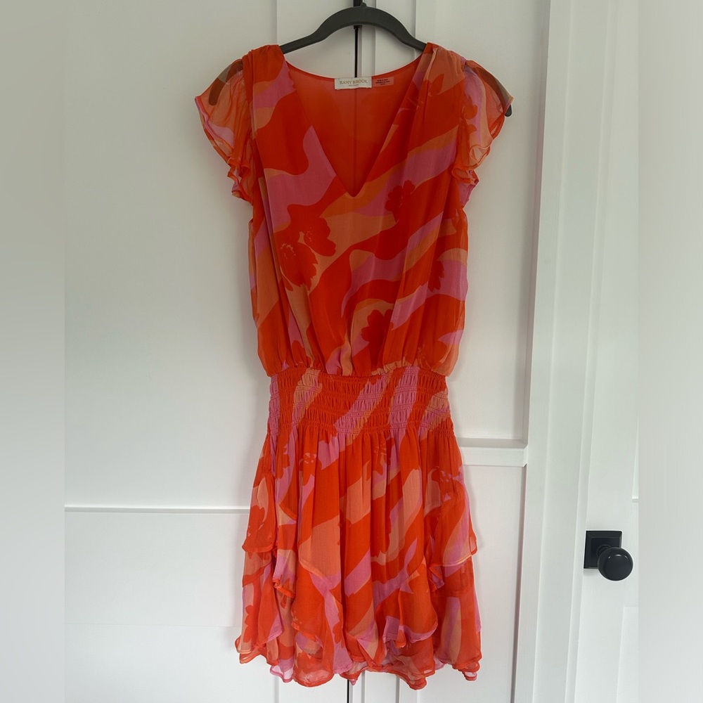 Ramy Brook pink and orange V-Neck dress size XS
